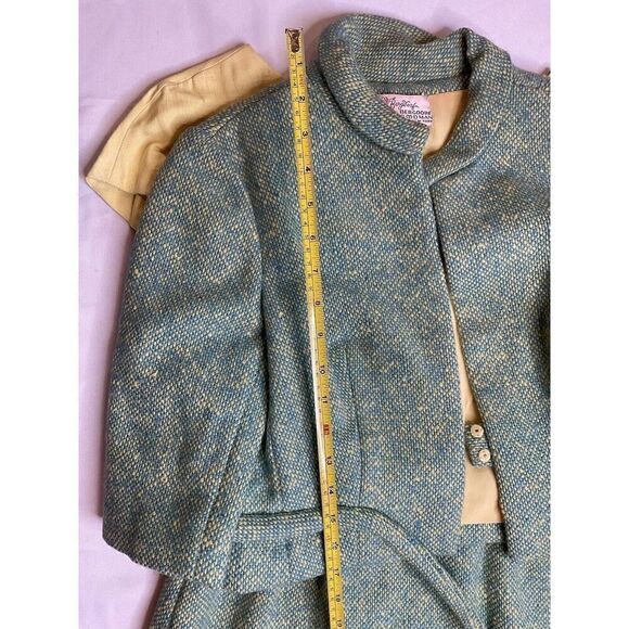 Miss Bergdorf Goodman Dress Set With Jacket Size Small Blue Yellow Spring - Picture 10 of 16